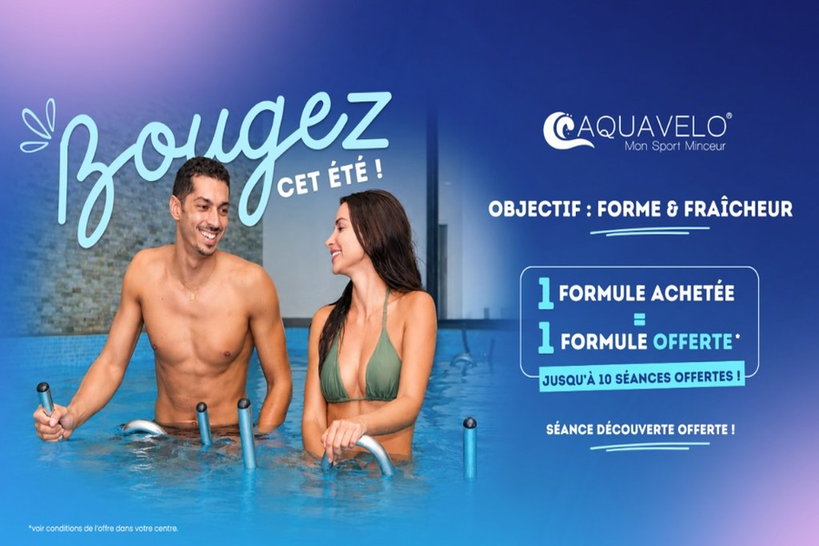 Promotion juillet 2026 — 1 formule achetée = 1 formule offerte Aquavélo Mandelieu